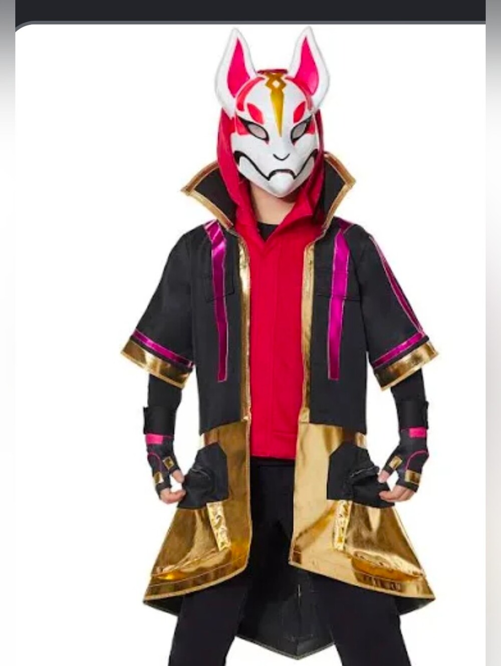 Kids Fortnite Drift Costume Youth Medium 8-10 Spirit Halloween Fox Mask